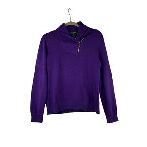 Lauren Ralph Lauren Women's Medium Purple Sweater Long Sleeve Shawl Neck